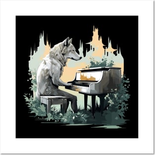 Wolf Playing Piano Posters and Art